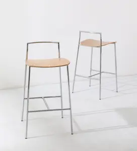 Fabrika yaratıcı mobilya Modern restoran mutfak Cafe Shop doğa ahşap koltuk Metal yüksek Bar sandalyesi