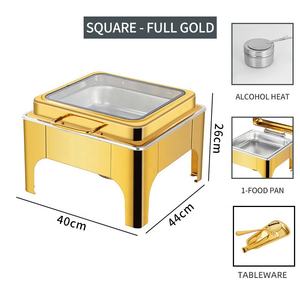 Chauffe-Plats Professionnel en Acier Inoxydable avec Couvercles, Bacs et Supports à Combustible, Réchauds de Buffet pour Fêtes et Mariages - Product Image 6