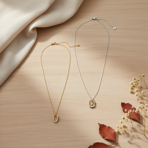 Collana con Ciondolo a V con Diamante, 10x15Cm, Oro Argento Acciaio, Minimalista Unisex per Uso Quotidiano - Product Image 3