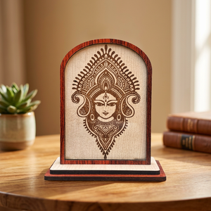 Elegante Cuadro Decorativo con Rostro de la Diosa Durga en Estilo Art Deco Indio, Marco de Madera, para Hogar, Oficina, Mesa, Tablero de Auto, Aniversario - Product Image 3