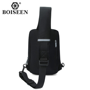 Boiseen Men's Crossbody <b>Backpack</b> Black <b>Large</b> Capacity With Usb Charging Leisure Travel Shoulder Bag - Product Image 2