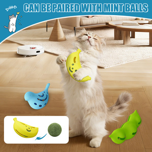 Mangeoire pour chat en silicone, forme cacahuète, banane, lot de 3, jouet de nettoyage des dents pour chats - Product Image 3