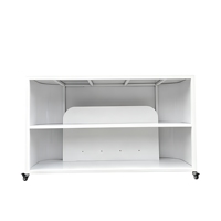 Table de bar blanche brillante personnalisée pour mariage et événements avec rail de pied doré, chariot de bar portable pour événements avec roulettes