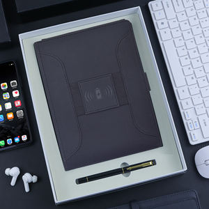 Cahier <span class=keywords><strong>rechargeable</strong></span> en cuir d'affaires promotionnel noir A4 <span class=keywords><strong>A5</strong></span> A6 cahier de charge sans fil de banque de puissance avec lampe de Table - Product Image 5