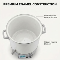 Marmite Électrique Émaillée 27L 1800W avec Contrôle de Température par Micro-ordinateur, Idéale pour la Fabrication de Confitures à Domicile, Hôtels et Restauration Commerciale