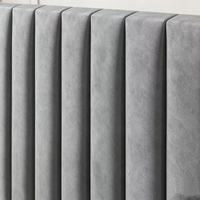 Cadre de lit plateforme rembourré avec tête de lit capitonnée à cannelures verticales extra hautes, support en lattes de bois, lit en tissu taille Queen ou King