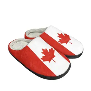 Dropshipping Personalized Wholesale Slippers Print Canada Flag Cotton Slippers For Gift Outdoor Indoor Bedroom Slides For Unisex
