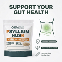 Complément alimentaire en fibres solubles naturelles OEM 5000 mg, poudre de psyllium à 99 % pour le nettoyage du côlon et la détoxification du corps