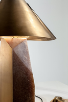 Lampe de table LED sculpturale géométrique en albâtre italien, élégante et luxueuse, en laiton, pour hôtel, villa, maison, luminaire décoratif
