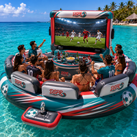 Canapé gonflable de cinéma aquatique pour le football avec dossier de bar gonflable et support pour grand écran, idéal pour les soirées en bord de piscine, les locations et l'utilisation commerciale