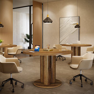 Table de conférence en bois de 31,5 pouces, base à <span class=keywords><strong>4</strong></span> <span class=keywords><strong>pieds</strong></span>, design durable et écologique, gestion des câbles pour conférence/formations - Product Image 5