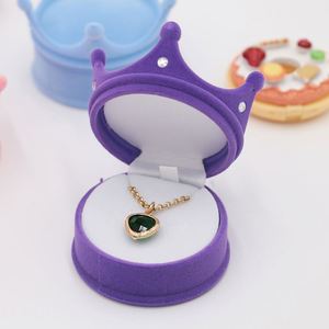 Scatole per Fidanzamento Stile Vintage a Forma di Corona, Confezione Regalo in Velluto Personalizzabile con Logo, Rosa/<span class=keywords><strong>Viola</strong></span>/Blu 6,5x6,5x4,7CM - Product Image 4