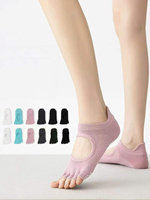 Chaussettes de Pilates professionnelles antidérapantes pour femmes, à cinq doigts, à bout ouvert, pour Reformer et Gyrotonic, personnalisables
