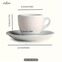 Tasse à expresso et soucoupe en porcelaine blanche brillante, épaissie de 9 mm, écologique, passe au lave-vaisselle, design unique en forme d'œuf