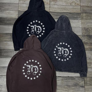 Sweat à capuche vintage de haute qualité, lourd, délavé à l'acide, 100% coton, tissu éponge français, broderie personnalisée, unisexe, imprimé surdimensionné - Product Image 1