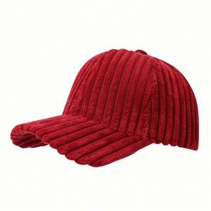 Casquette de baseball populaire en velours côtelé couleur unie à 6 panneaux, automne-hiver, épaisse, chaude, coupe-vent, tendance - Product Image 6