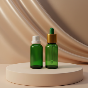 Flacon compte-gouttes de luxe en verre vert 30 ml, rechargeable, pour huiles essentielles, <span class=keywords><strong>ensemble</strong></span> de soins de la peau, adapté aux cosmétiques - Product Image 1