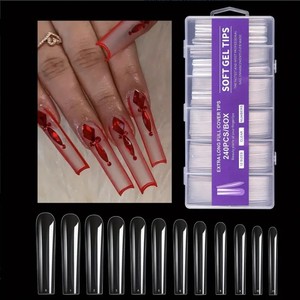 Juego de 240 <span class=keywords><strong>Uñas</strong></span> Postizas de Gel Acrílico Transparente con Punta <span class=keywords><strong>Francesa</strong></span>, para una <span class=keywords><strong>Manicura</strong></span> Hermosa y Duradera - Product Image 2