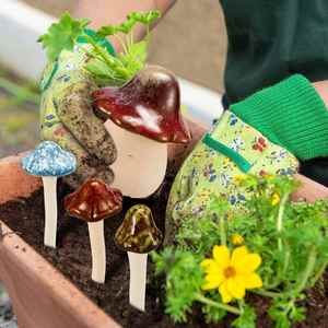 Ceramic Mushroom Statue <b>Garden</b> <b>Ornament</b> Plant Pattern 4 Inches <b>Tall</b> Yard & Fairy <b>Garden</b> Decor - Product Image 4