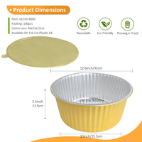 Boîte alimentaire en aluminium doré, compatible micro-ondes, avec étiquettes personnalisées, thermoscellée pour la restauration
