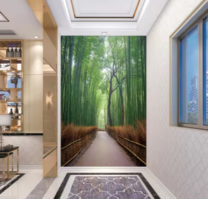 Papier peint photo personnalisé imprimé en 3D Nature paysage forêt de bambou Papier peint mural <span class=keywords><strong>Jungle</strong></span> bambou Design Papier peint autocollant mural - Product Image 3