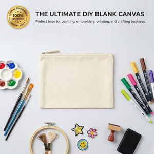 Sacs à cosmétiques en vrac brillants avec fermeture éclair, sacs à cosmétiques en coton vierges à faire soi-même, trousse de toilette de voyage quotidienne pour femmes et enfants - Product Image 3