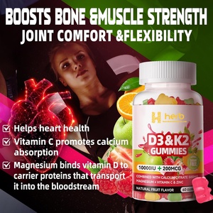 Gummies véganes OEM ODM Vitamine D3+K2 pour la santé des os et des muscles, suppléments multivitaminés, suppléments à base de plantes, gummies Vitamine D3+K2 - Product Image 6