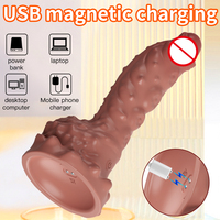 Vibromasseur réaliste en silicone, forme de pénis, avec télécommande, texture épaisse, pour femmes.