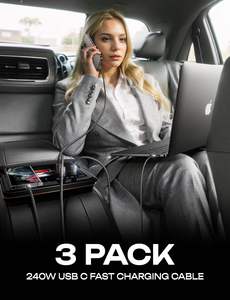 Câble LISEN USB C vers USB C 240W PD 3.1 Charge Rapide – Lot de 3 pour Ordinateur Portable, Gaming, iPhone 17, <span class=keywords><strong>Samsung</strong></span> S25 – Cordon de Charge Type C - Product Image 3