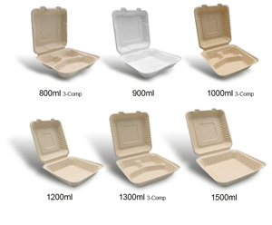 Fiambrera desechable de caña de azúcar para <span class=keywords><strong>microondas</strong></span>, papel para llevar, catering, hamburguesa, caja de comida, caja de hamburguesa biodegradable con logotipo - Product Image 4