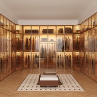 Armoire de présentation moderne en verre, placard autoportant du sol au plafond avec éclairage LED, dressing de luxe pour vêtements