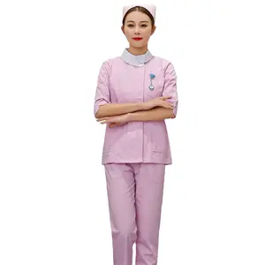 Bestex Women Scrubs Nursing Uniform Sky Blue And Pink Scrubs Para Mujeres Customized Medical Uniforms For Medical Scrub Sets