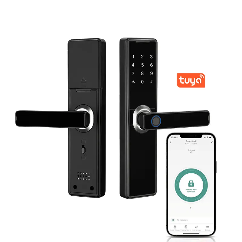 Serrure de porte électronique intelligente à poignée TUYA ttlock APP serrure à empreinte digitale personnalisée