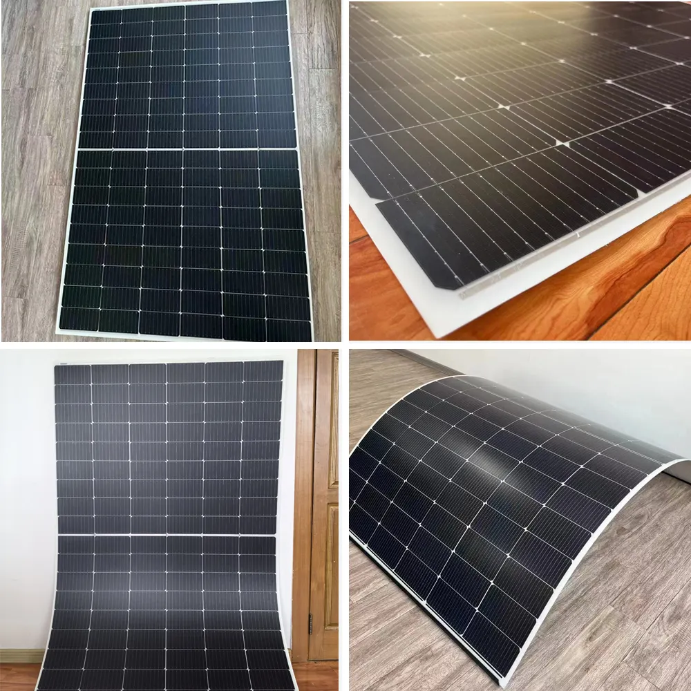 แผงโซลาร์เซลล์ Monocrystalline 370w 380w 390w แผงโซลาร์เซลล์แบบยืดหยุ่นยืดหยุ่นได้กลางวันและกลางคืน