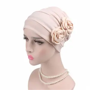 T-018 المرأة زهرة نموذج الحجاب العلاج الكيميائي النمط الغربي كشكش سرطان الكيماوي قبعة قبعة وشاح العمامة رئيس التفاف