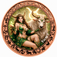 12 Konstelasi Koin Tembaga Murni 999 Berlapis Warna, Horoskop, 1oz, Koin Tembaga Halus .999