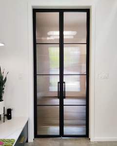 Porte double en acier sur mesure haut de gamme, style rétro français, pour <span class=keywords><strong>cuisine</strong></span>, balcon, intérieur, <span class=keywords><strong>salon</strong></span>, chambre, hôtel - Product Image 1