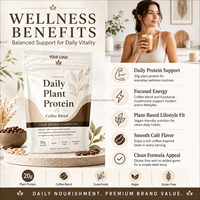 Mélange de café protéiné végétal quotidien en poudre, végétalien, sachet de 454g, OEM, marque privée, vente en gros, fournisseur d'usine, pack