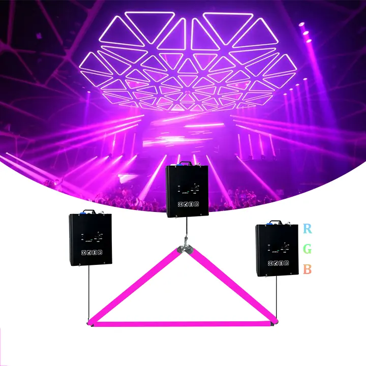 3in1 Rgb Led Driehoek Kinetische Hijsbuis Podium Licht Met 3 Bar Buizen Lamp Dynamische Controle Voor Dj Nachtclubs Evenementen Verlichting