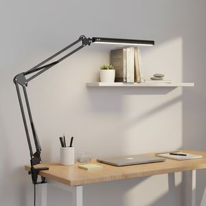 Lampe de bureau électrique à LED DC moderne et <span class=keywords><strong>simple</strong></span> en aluminium blanc avec bras articulé, télécommande, rotative, flexible et réglable en hauteur - Product Image 3