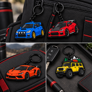Porte-clés de voiture personnalisés en PVC, porte-clés automobiles en caoutchouc souple 3D avec couches en relief - Product Image 2