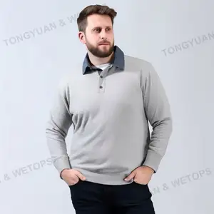 Two Piece Shirt With Double Lapel Collar 2023 Cotton Men Winter Polo Sweaters Knitwear For Fat Men Plus Size Men's Sweaters