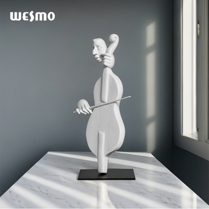 Escultura de Arte Abstracto figura cobriza escultura regalo violonchelista tema musical recuerdo estatuas de resina para oficina Hotel hospitalidad - Product Image 6