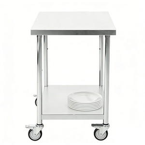โรงงานซานตงจำหน่ายโดยตรง รถเข็นสแตนเลส 201 ล้อเงียบ รับน้ำหนักมาก สำหรับร้านอาหาร โต๊ะทำงานสแตนเลส - Product Image 3