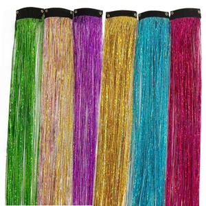 21 Màu Sắc Tổng Hợp Tóc Nhiều Màu Đầy Màu Sắc Lấp Lánh Clip Trong Tóc Tinsel Nổi Bật Hairpieces Cho Phụ Nữ - Product Image 4
