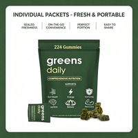Gummies de nutrition complète Greens Daily, 224 unités, à base de plantes, sans gluten, sans OGM, sachets individuels, complément alimentaire