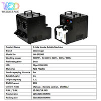 Máquina de Burbujas WEDOSTAGE con Control Remoto Inalámbrico, 4 Filas de Luces LED, para DJ, Bodas, Clubes, Espectáculos
