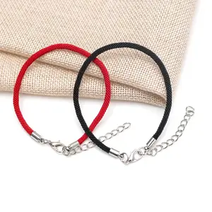 Pulseras deslizantes ajustables de cadena de cuerda roja de nailon hechas a mano de alta calidad para accesorios de fabricación de dijes de joyería DIY