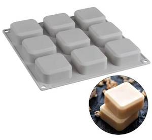 MUYULINS Factory Customizable 9-Cavity Cube-Shaped Bath LFGB Platinum Grade Non-Stick BPA-Free <b>Silicone</b> Handmade Soap Mold - Product Image 1