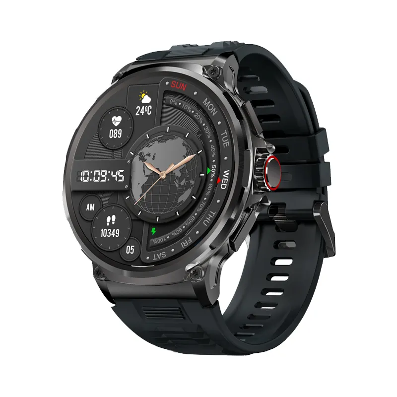 Jam tangan pintar bulat besar 1.85 inci V69, baterai 710mAh BT Chip BT panggilan APP Dafit jam tangan pintar pria 2024